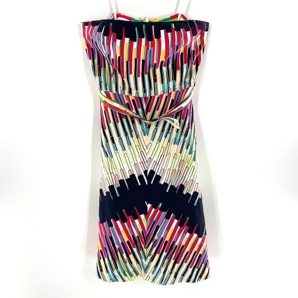 Tracy Reese New York Colorful Strapless Silk Cotton Blend Dress Size 4 Cocktail - Picture 7 of 12